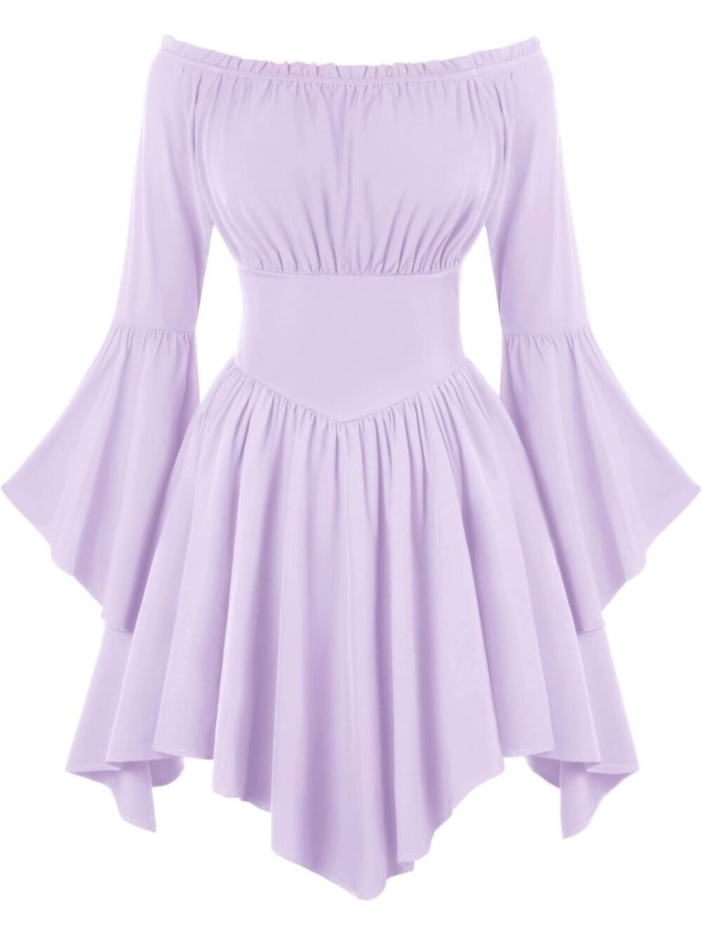 Women's Light Purple Bell Sleeve Off Shoulder Imported Halloween Costume Dress